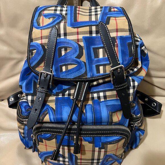 Burberry Blue Graffiti Rucksack - Picture 1 of 7